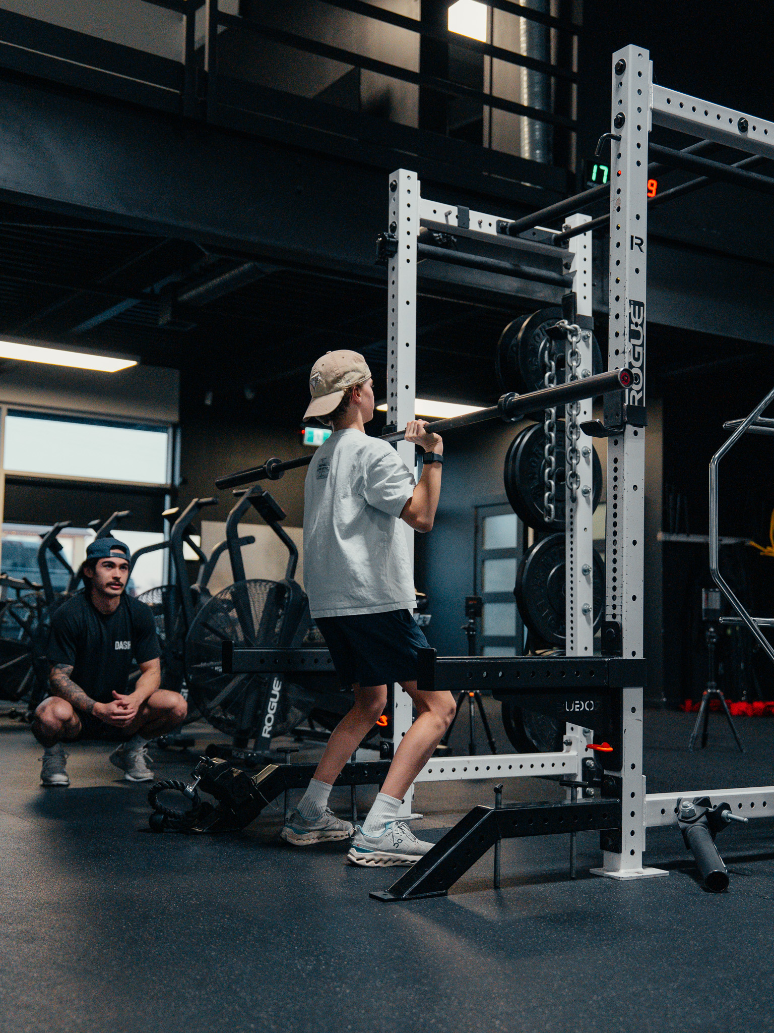 Athlete at squat rack